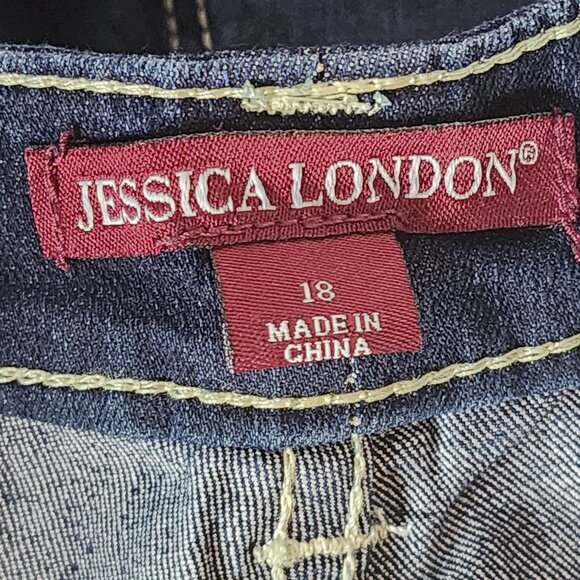 Jessica London Blue Dark Wash Denim Cotton Poly Span High Rise Stretch Jeans - Picture 13 of 16